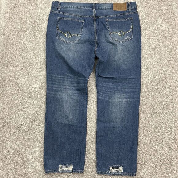 Rocawear Men's Jeans Size 46x34 Distressed Classic Fit‎ BAGGY Blue Denim - Picture 3 of 11